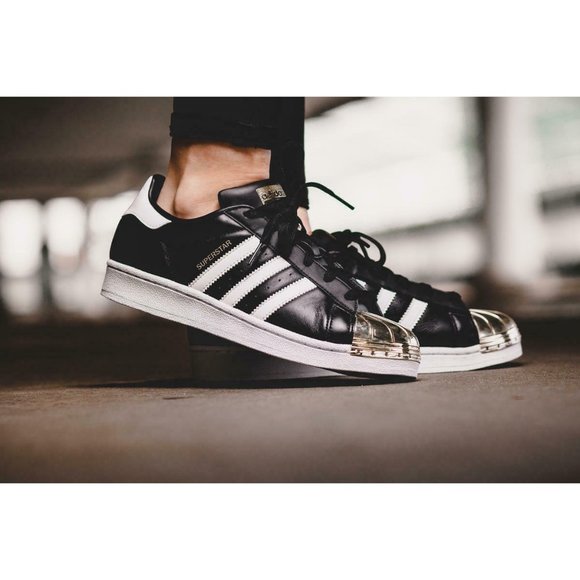 Adidas Shoes | Adidas Women's Originals Superstar Metal Toe Shoes 6.5 | Color: Black/Gold | Size: 6.5 | Lucky166's Closet